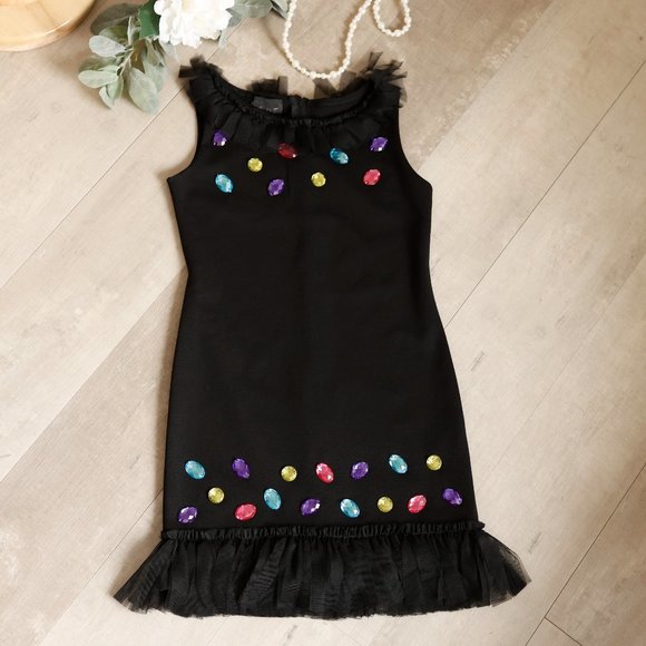 Little Black Dress Sleeveless Faux Jewels Party Recital Special Occasion NWT - Picture 1 of 12
